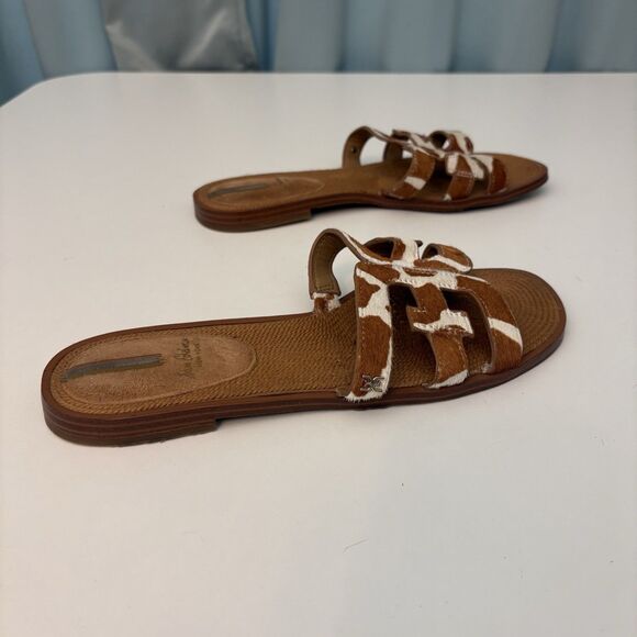 Sam Edelman Bay Sandals Womens 8.5M Calf Hair Leopard Print Slide - Picture 5 of 8